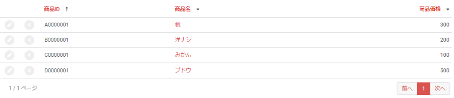 商品リスト結果画面